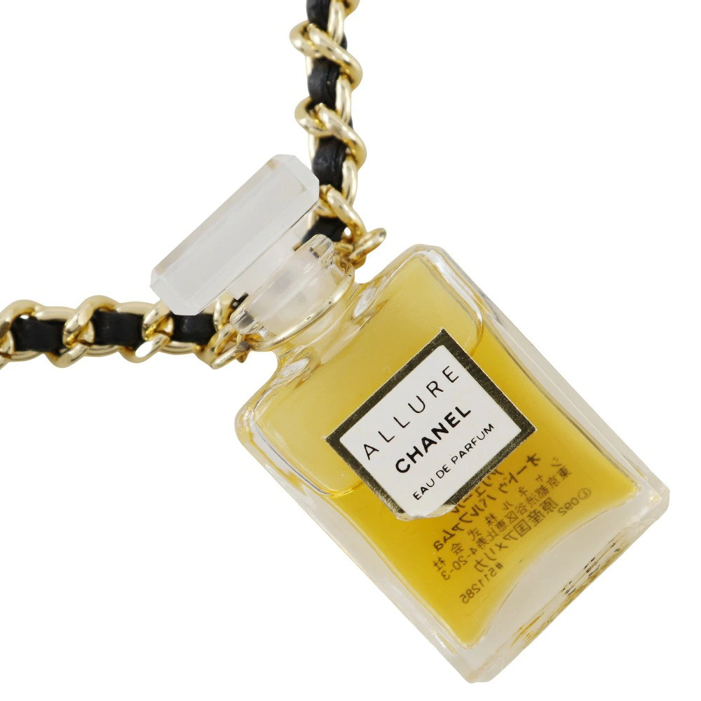 CHANEL perfume bottle necklace allure gold plated leather approx. 32.2g perfume