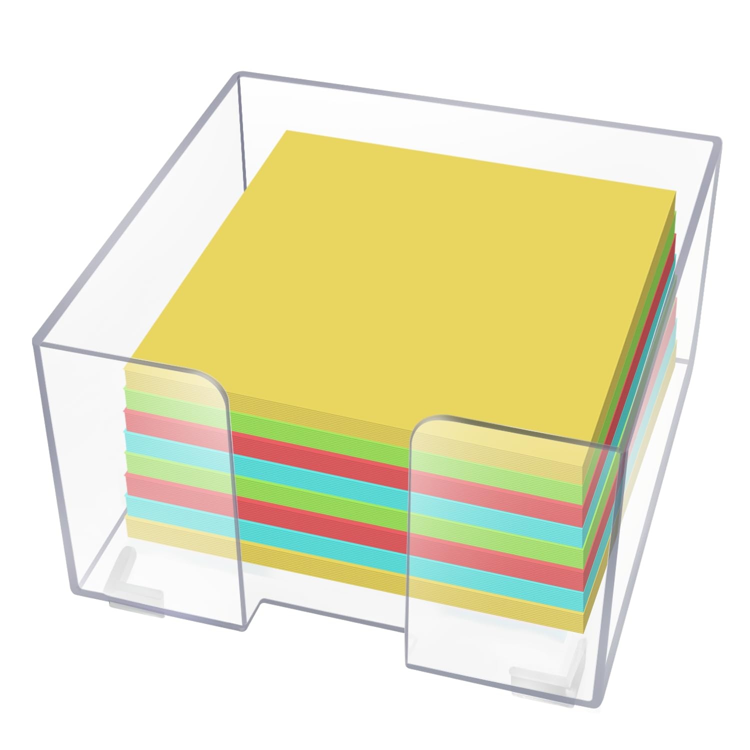 Acrylic Sticky Note Holder, Clear Notepad Holder 3x3 inches, Yellow 