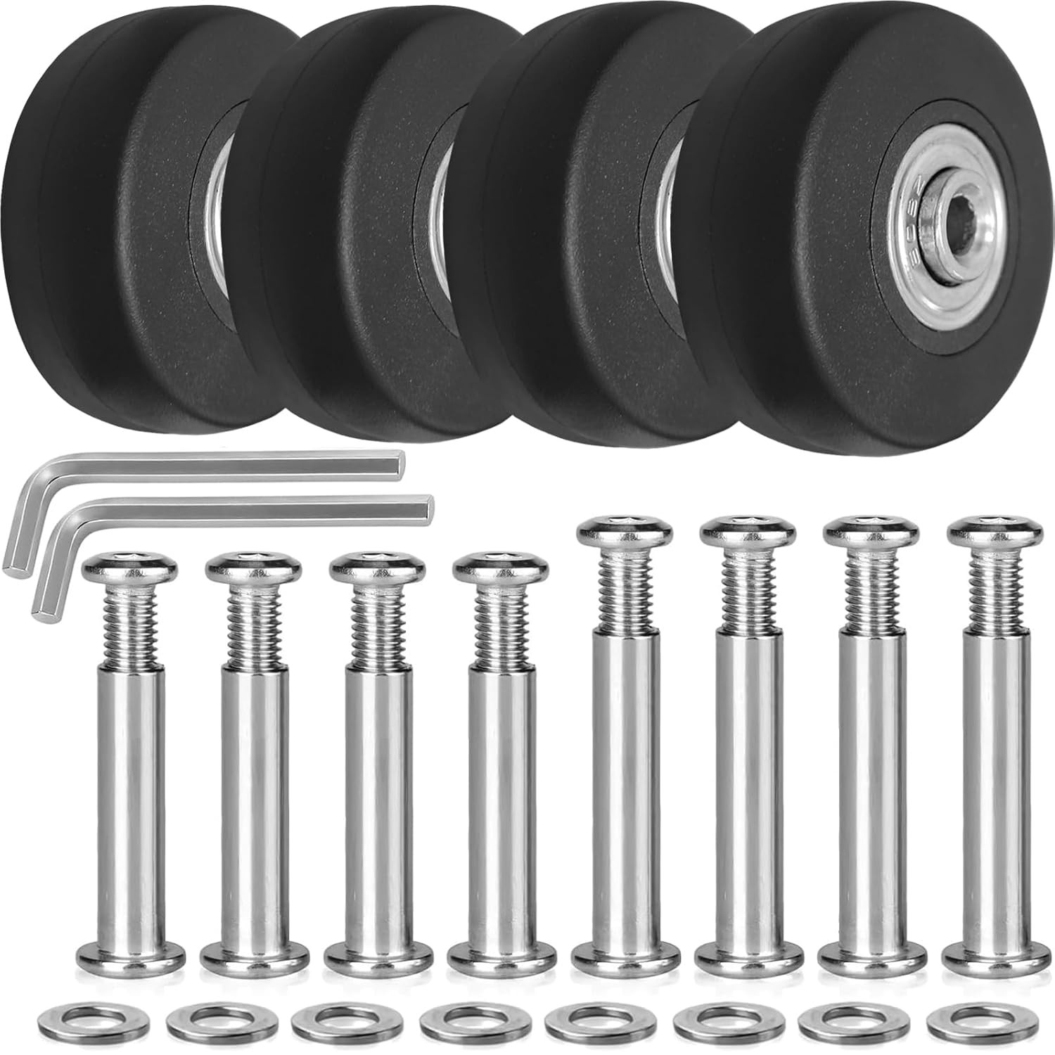 4 Pcs 50mm Luggage Replacement Wheels Suitcase Rubber Swivel Caster Kit
