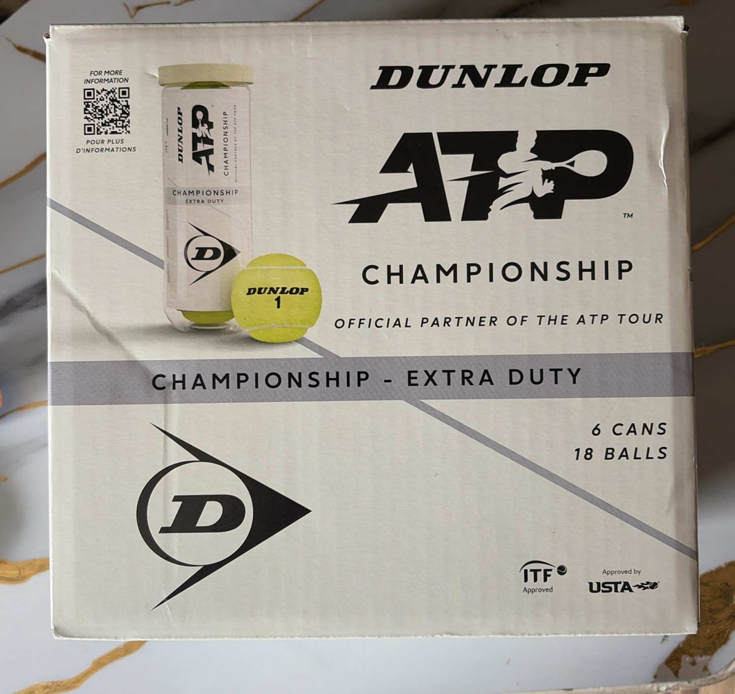 Dunlop ATP Championship Extra Duty Tennis Balls 6 Cans (18 Balls) New