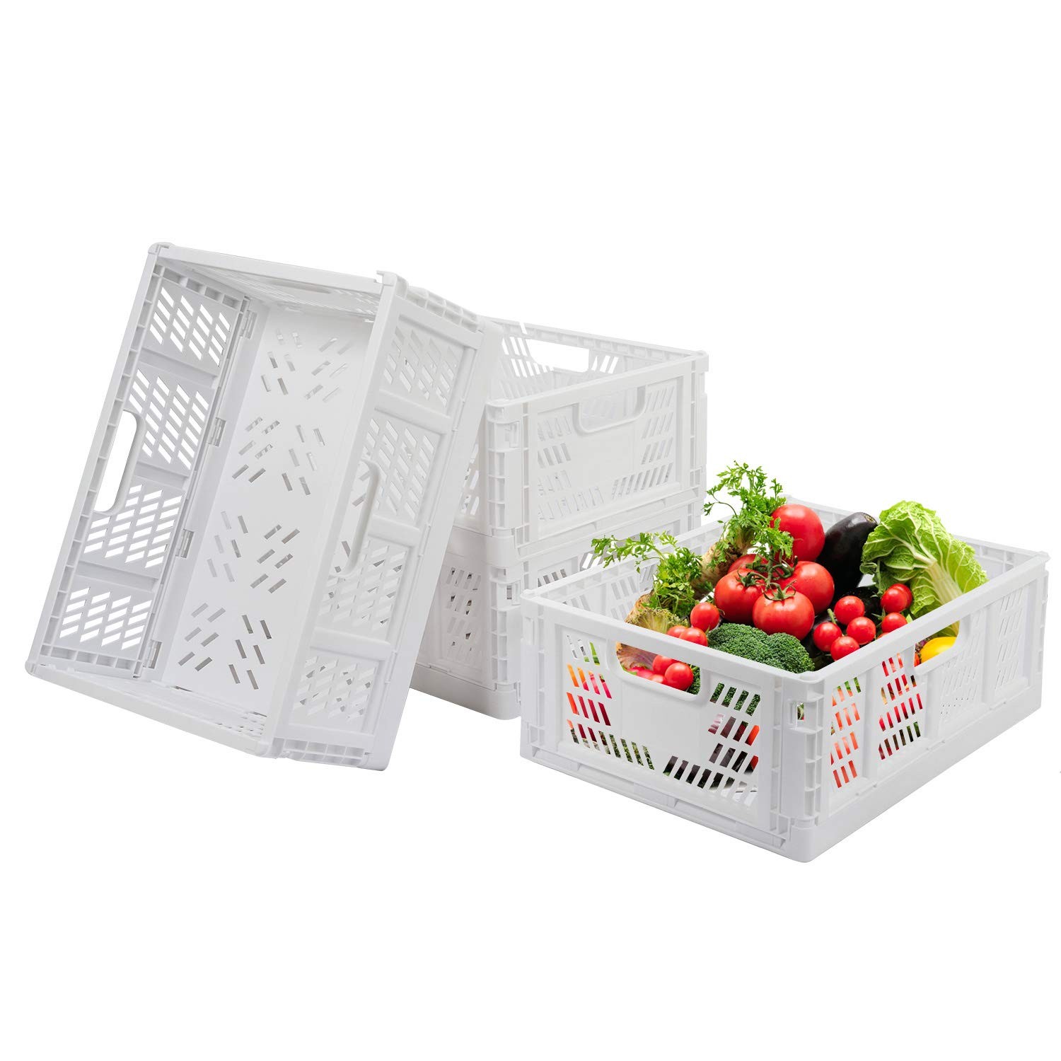 4 PC Baskets Plastic for Shelf Home Kitchen Storage Bin Organizer, Stackable ...