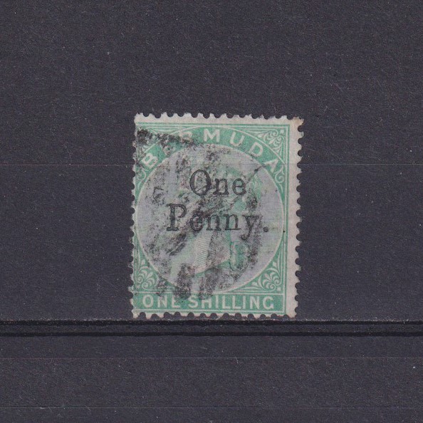 BERMUDA 1875, SG# 17, CV £250, 1d on 1s, green, surched, QV, Used