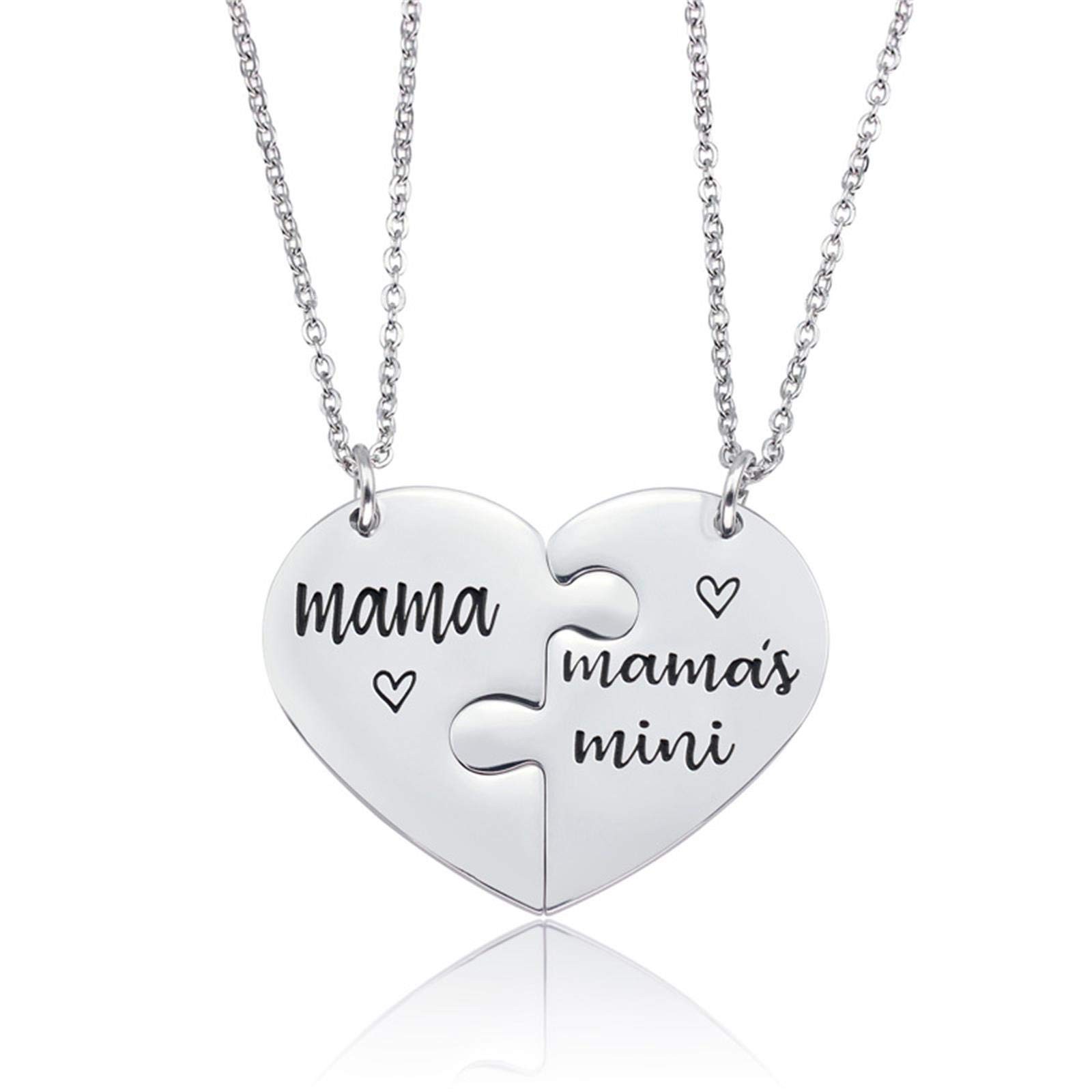 Caiyao Mother Daughter Necklace Mama Heart Love Mama&Mama's Mini 