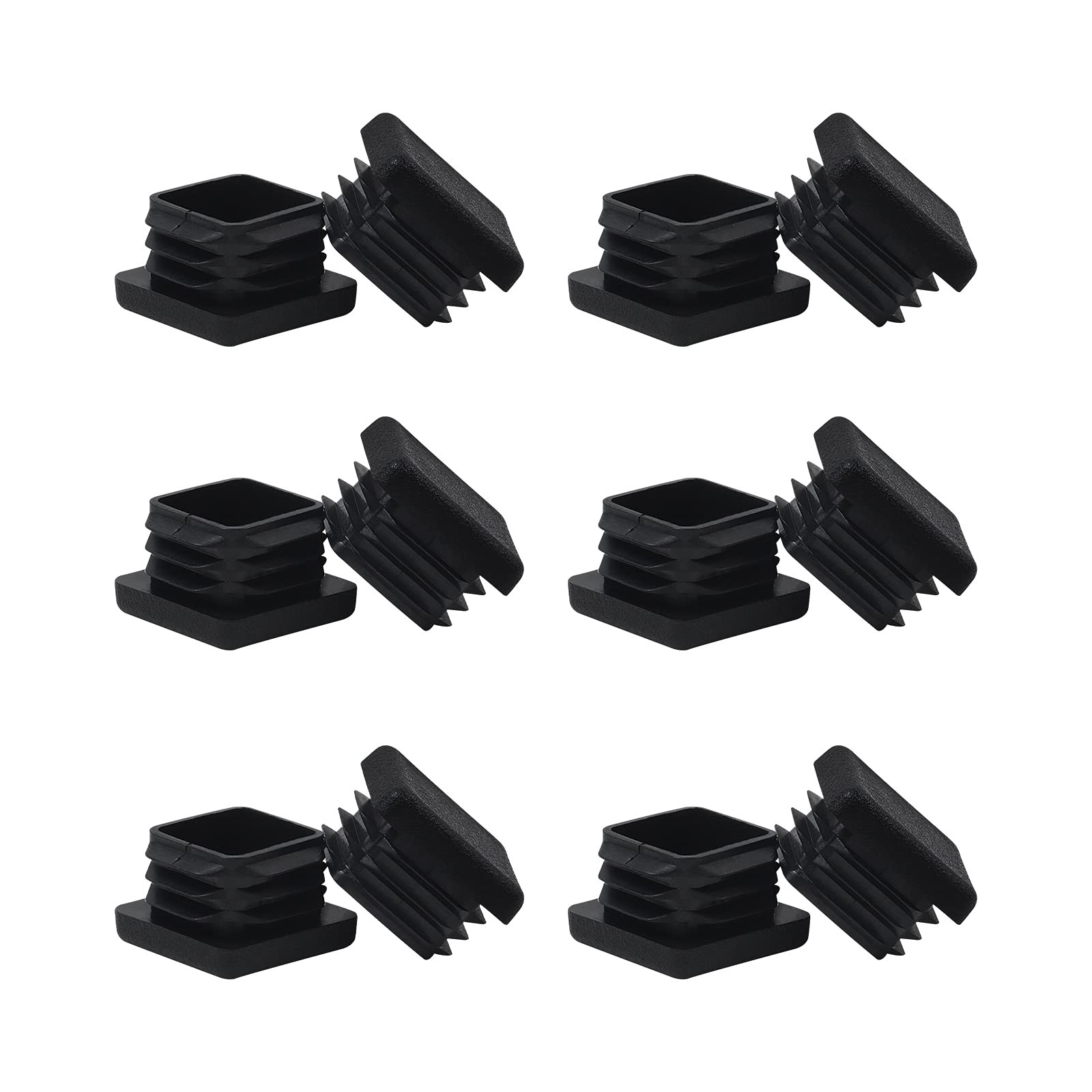WZB 1 1x1 Square Tube End Cap Plastic Plugs 12 Pack, 1 Inch Black 