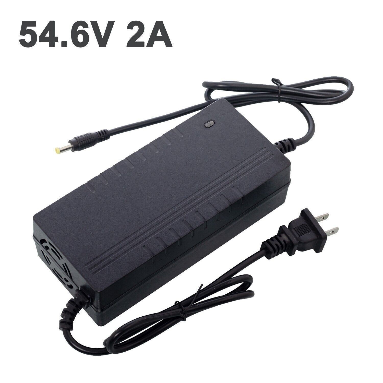 48V Electric Bike Li-ion Battery Charger DC 5.5x2.1mm Plug 54.6V 2A USA NEW