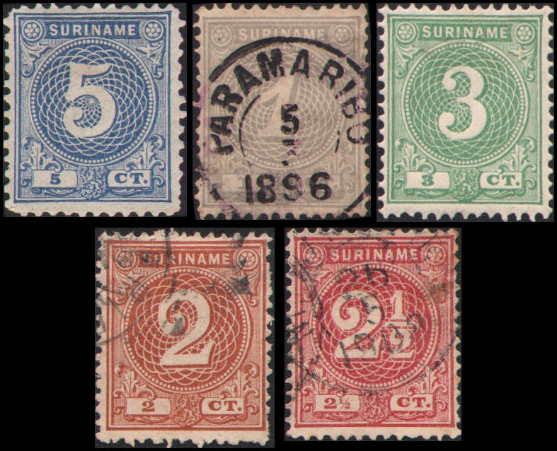 Surinam #17-21 mixed MH, MNG and used