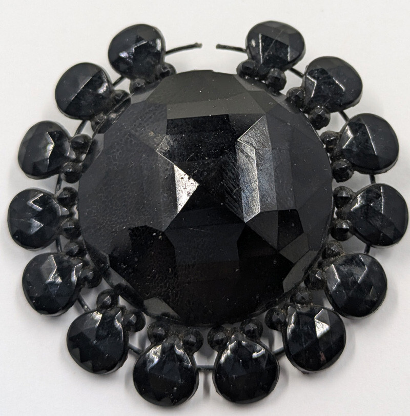 Antique Vintage Victorian Mourning Metal Applique Adornment Trim Glass BB87-50