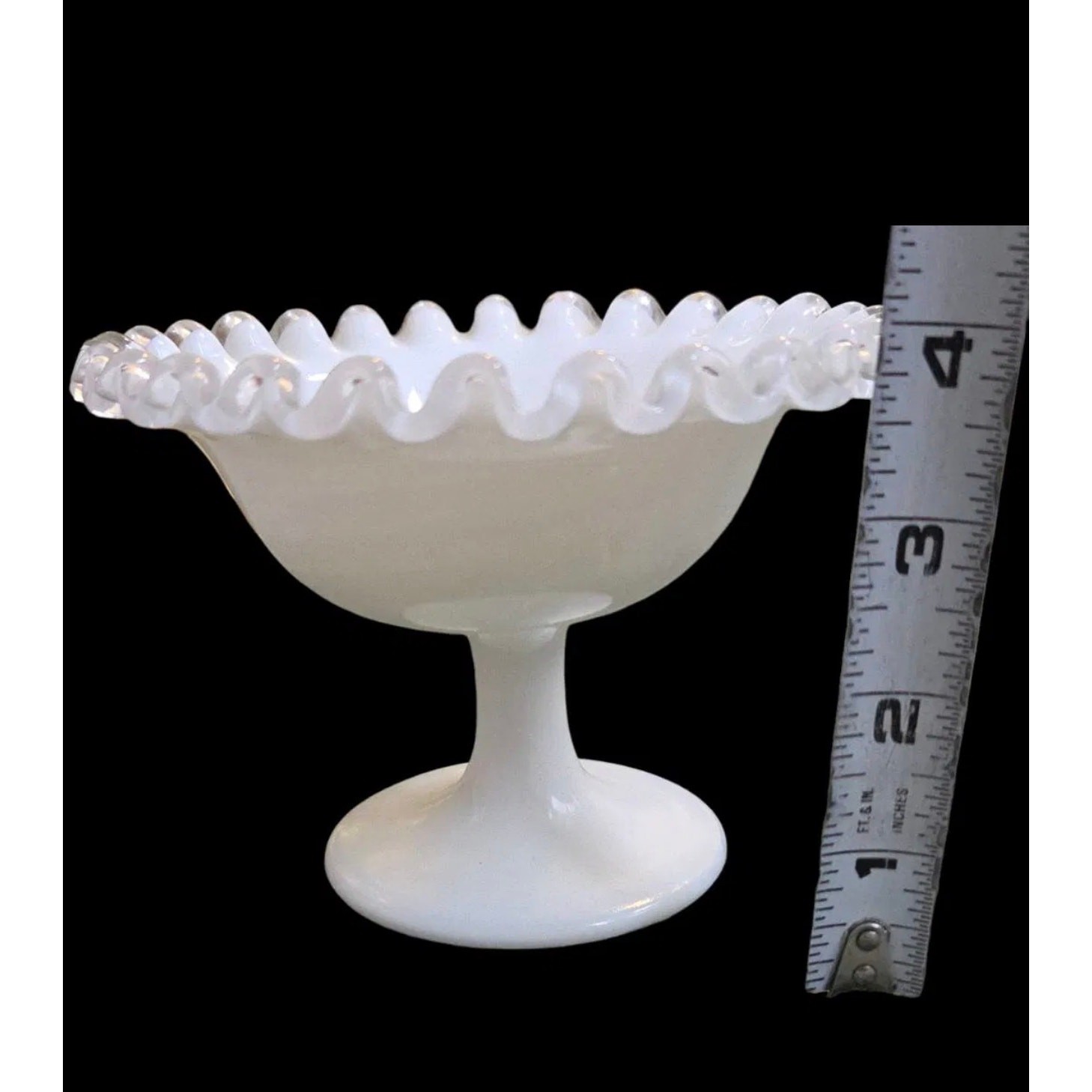  vintage Fenton Silver Crest Milk Glass Pedestal Compote, candy, nut dish