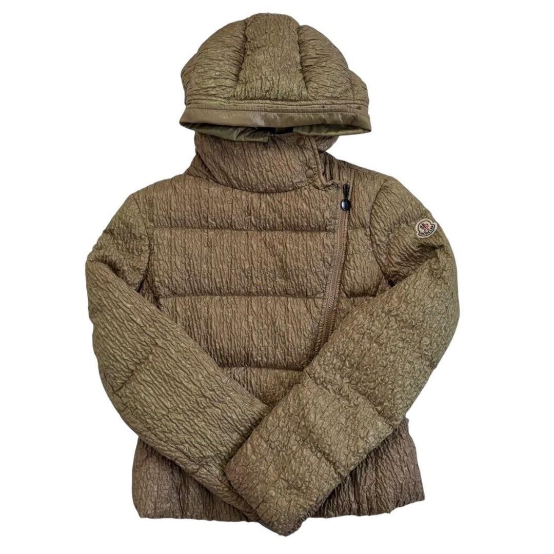 Moncler Ladies Down Jacket Beige Size 1 M Slim Fit Outer with Diagonal Zipper
