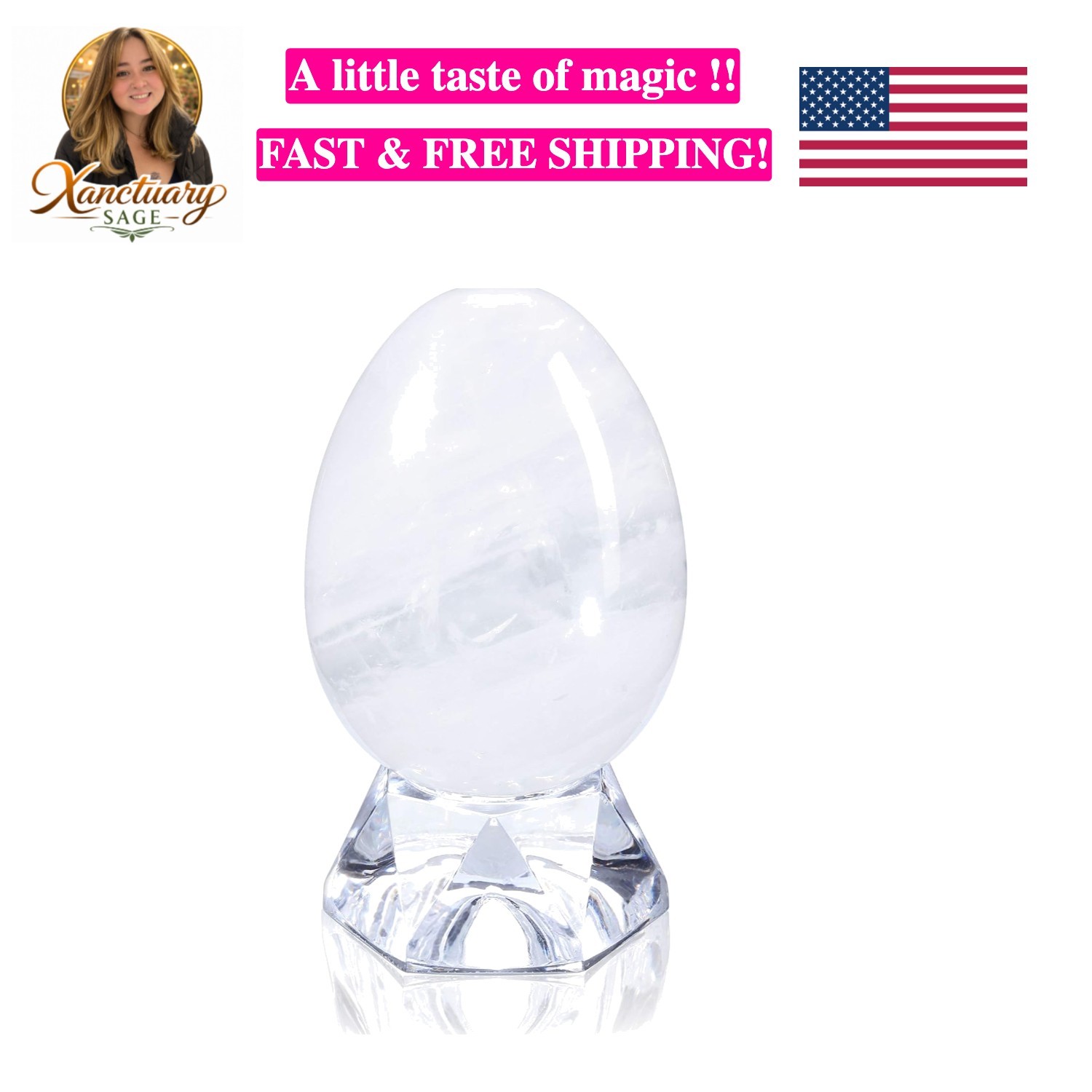 Natural Clear Quartz Egg Sphere Sculpture Reiki Healing Crystal Gemstone Ball...