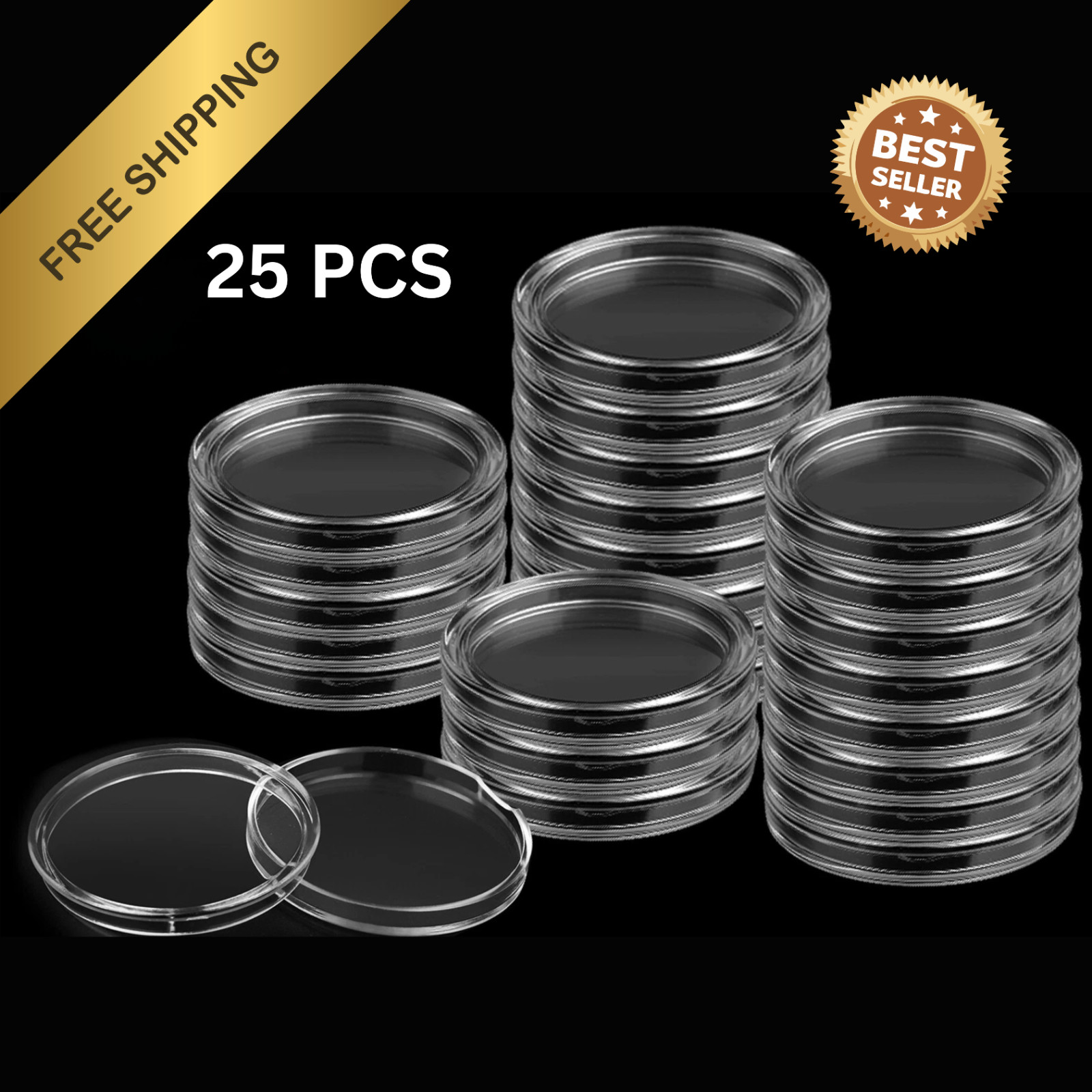 25X Coin Capsules Holder Storage Case 40.6mm, Clear for Silver Eagle 1 Oz Dollar