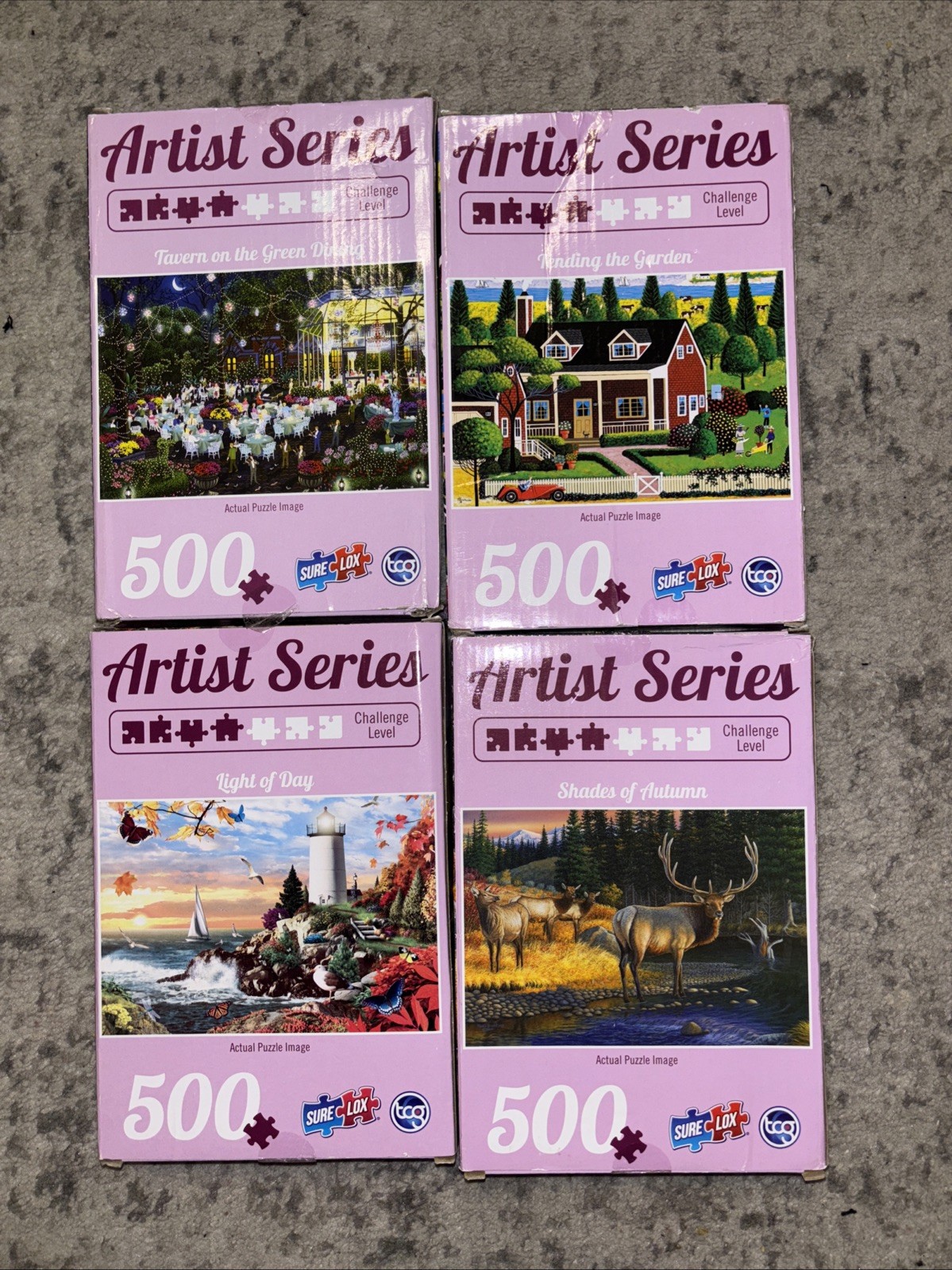 Lot 4 500 Piece TCG Artist Series Puzzles