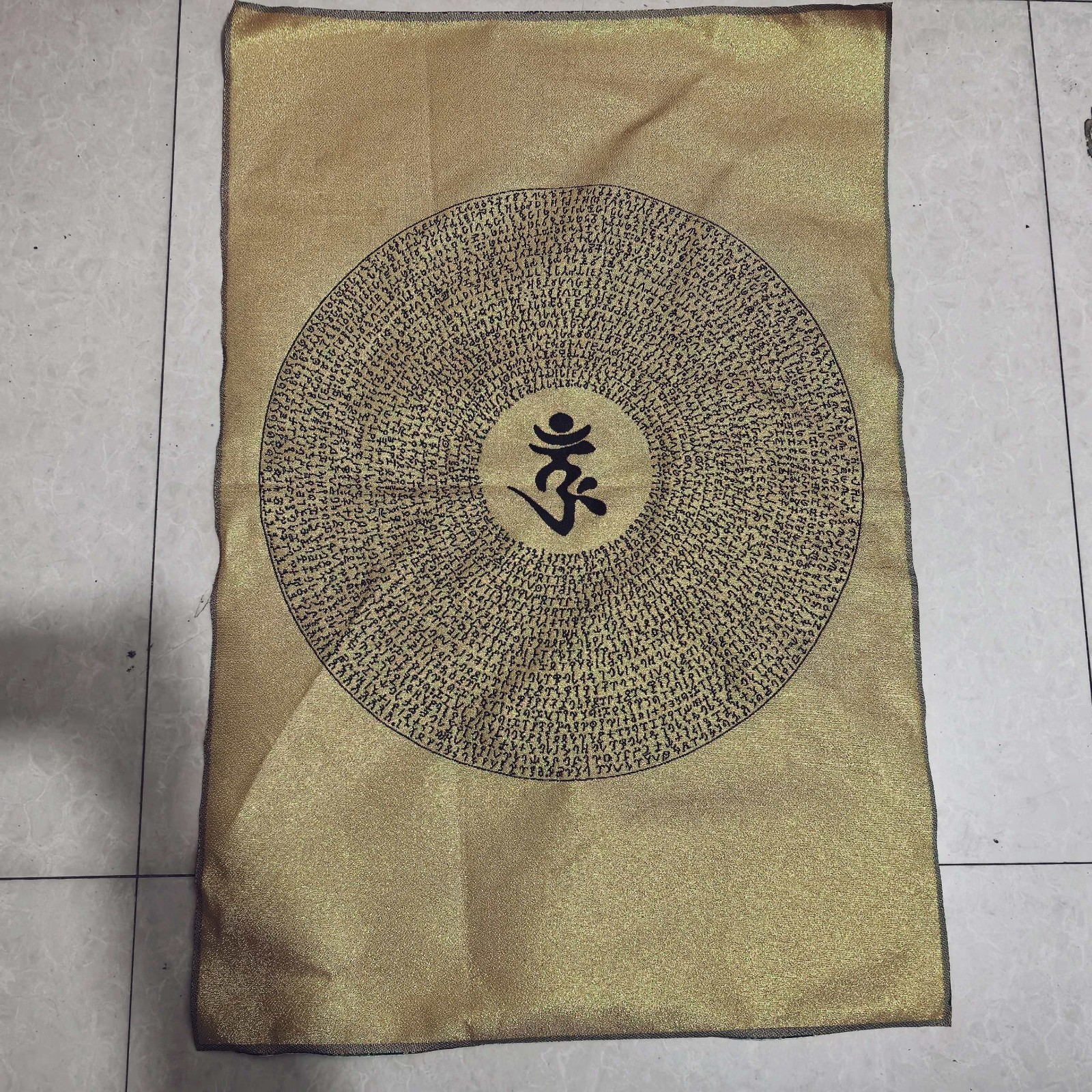 Chinese Old Embroidery Tangka, Tibet Buddha's Peak Mantra Thangk