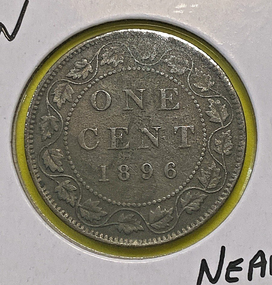 1896 Canada One Cent - Large 1 Penny - F 15 - Queen Victoria - Bronze