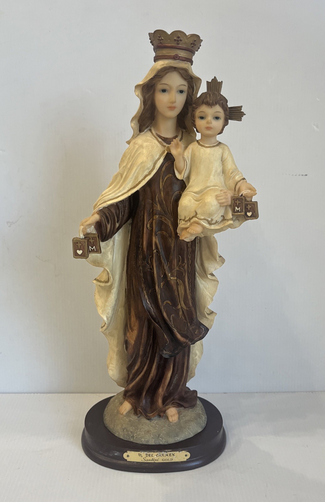 Santini Gold 14.5” H Our Lady of Mount Carmel / Virgin Del Carmen Statue