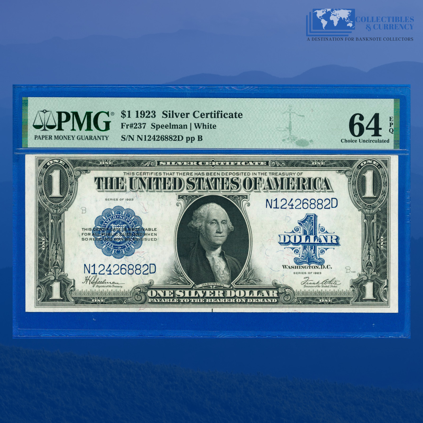 Fr.237 1923 $1 Silver Certificate Large Size "HORSEBLANKET", PMG 64 EPQ #26882