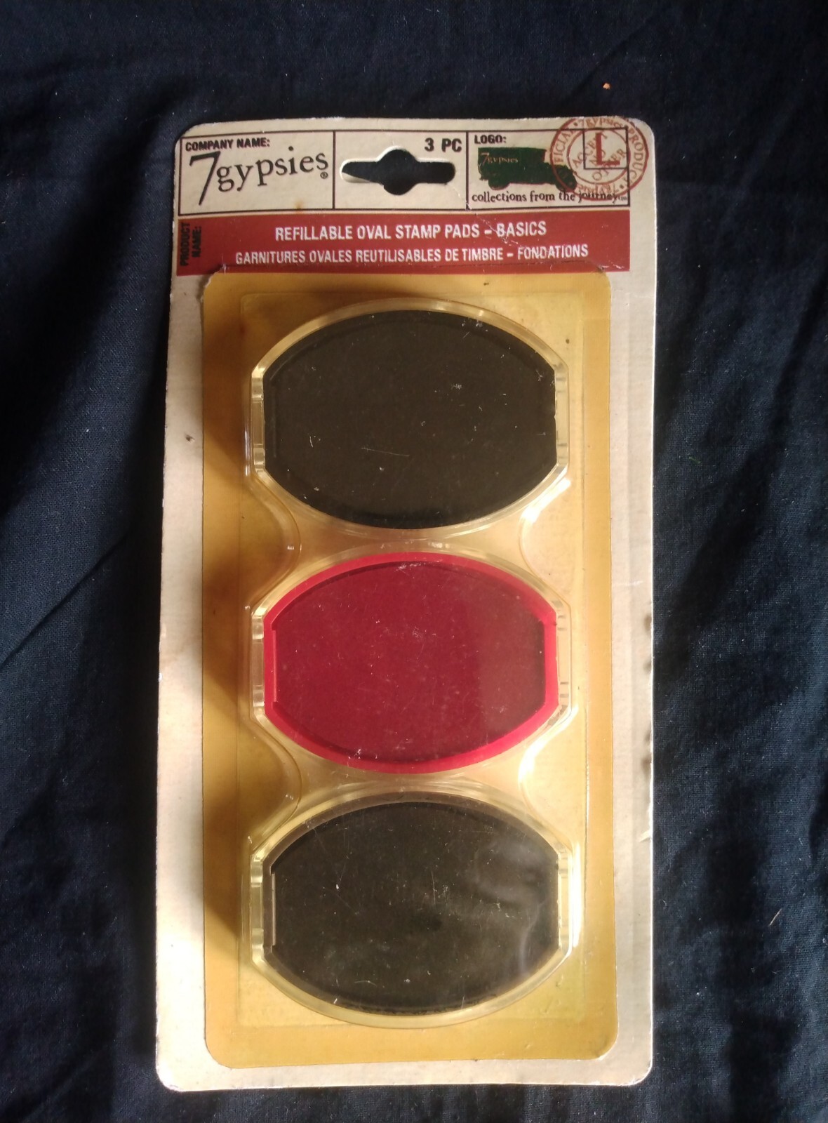 7gypsies Refillable Oval Stamp Pads- Basic - Chocolate, Red , Black