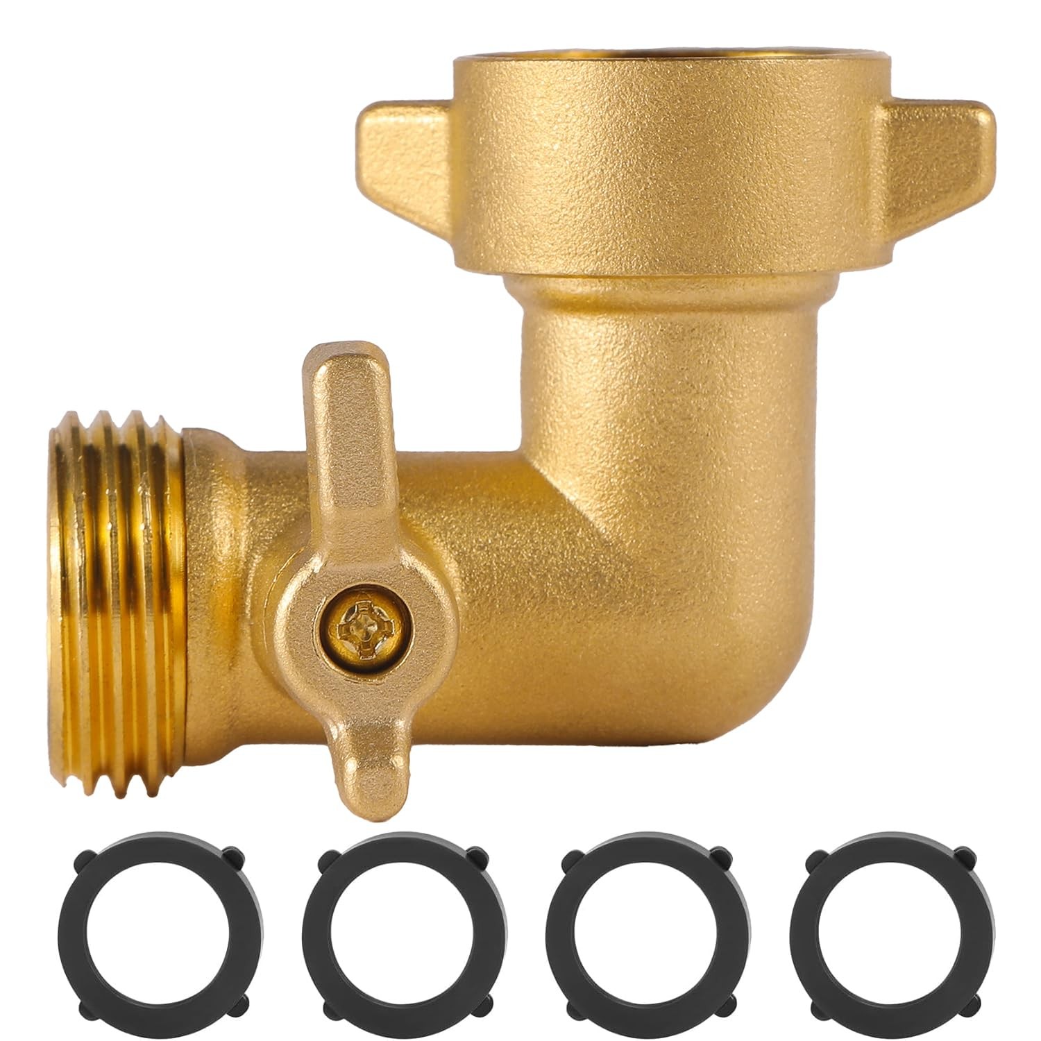 Brass 90 Degree Hose Elbow for RV, Garden 3/4 inch, 1 Pack 
