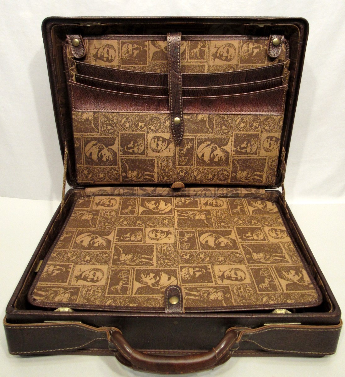 Vintage Hartmann Brown Faux Hard Leather Briefcase/Suitcase Photo Fa (EZS003678)