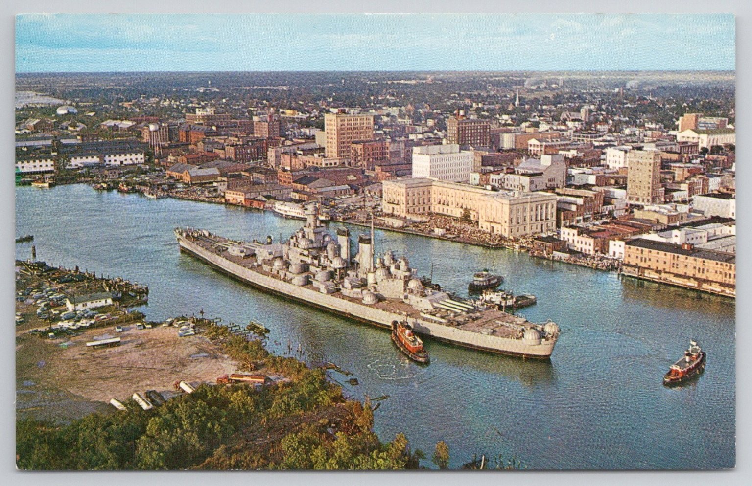 USS North Carolina Battleship Wilmington NC 1961 Postcard