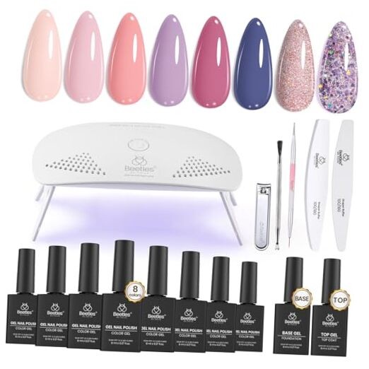 Beetles Gel Nail Polish Kit with U V Light - 16 Pcs 8 Color 1 - Eternal Allure
