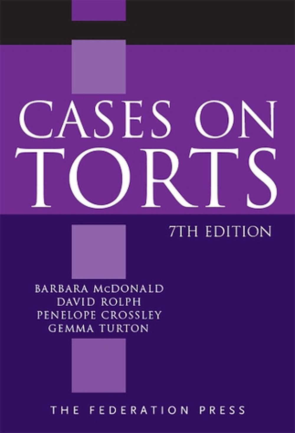 Cases on Torts 7th Edition by Barbara McDonald Paperback Book