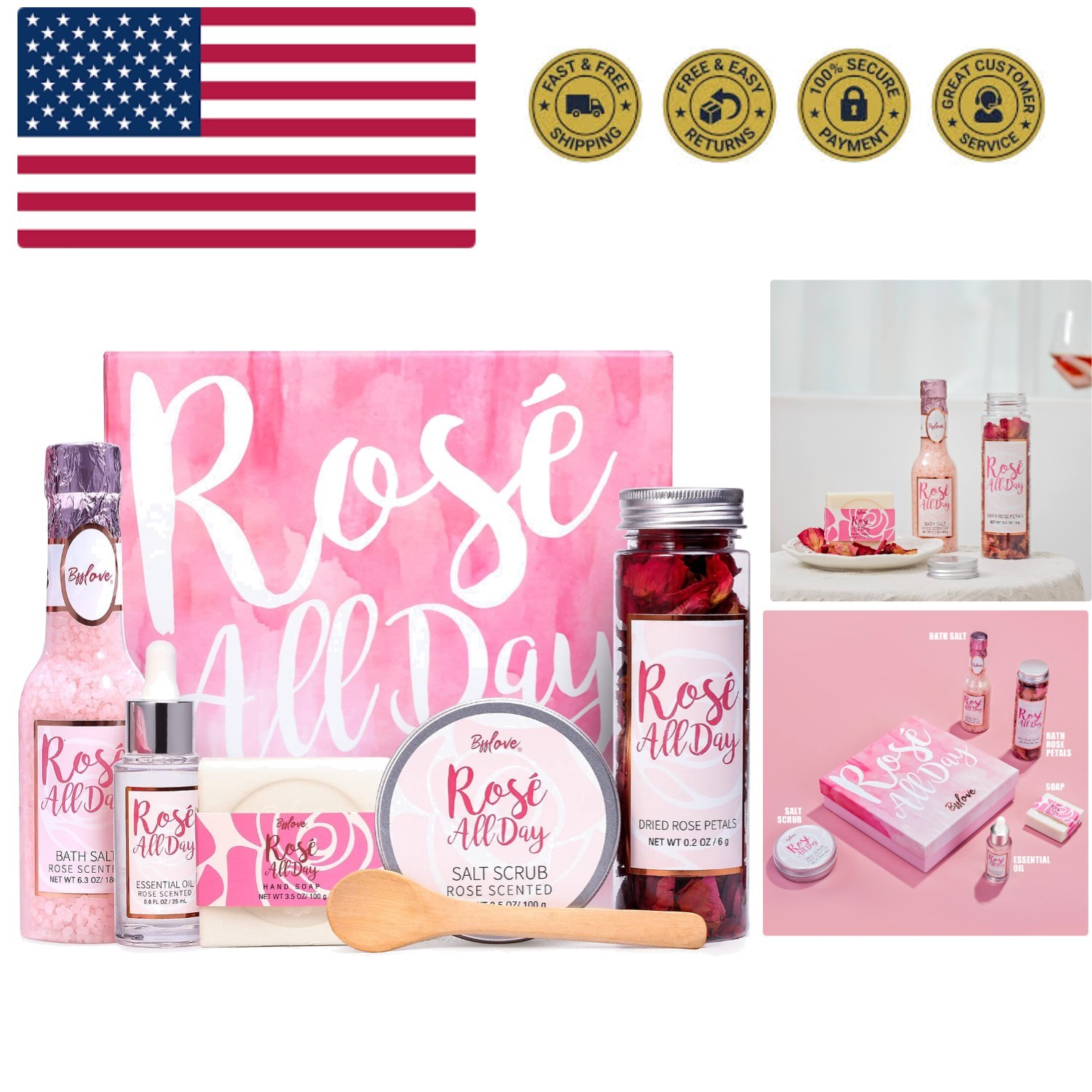 Spa Gifts for Women, Gift Set for Women, BFF LOVE 6Pcs Rose Spa Set for Women...