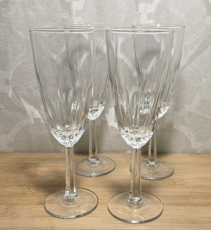 Cristal D'Arques-Durand Vintage Champagne Flutes Glass Diamant 6.75" Set of 4
