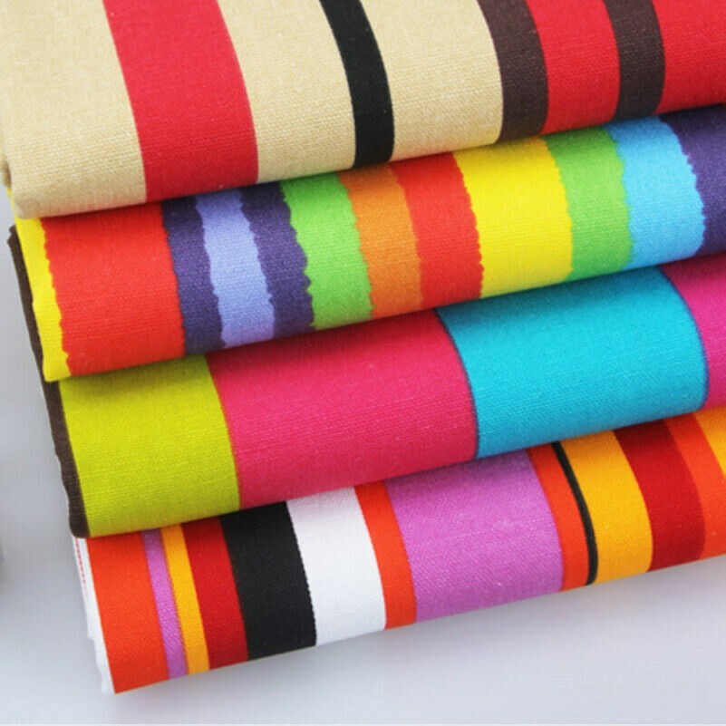 Rainbow Multi Stripe Fabric Cotton DIY Curtain Decoration Materials 100 X 150cm