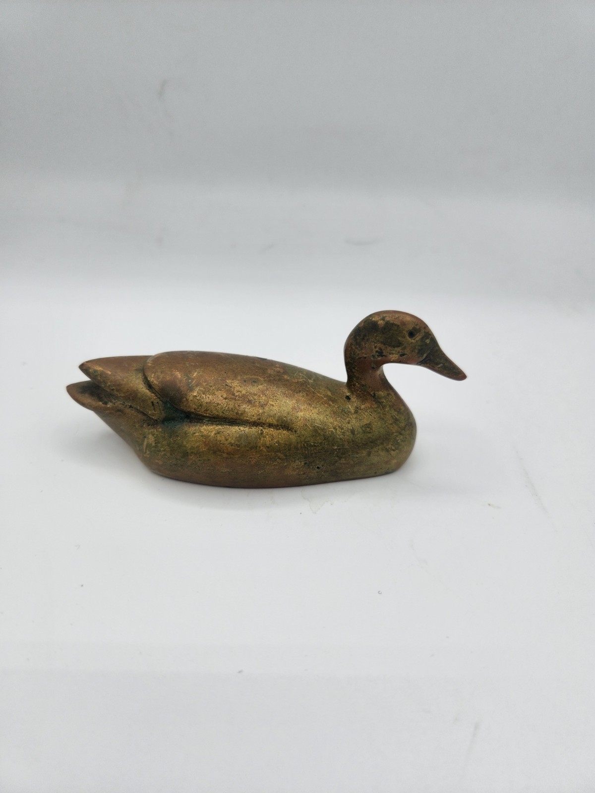 Vintage Heavy  Brass Duck Figurine Nice Patina