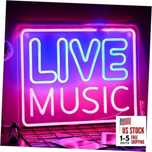 Live Music Neon Sign Pink Blue Word Led Neon Light Signs for Wall Pink&Blue