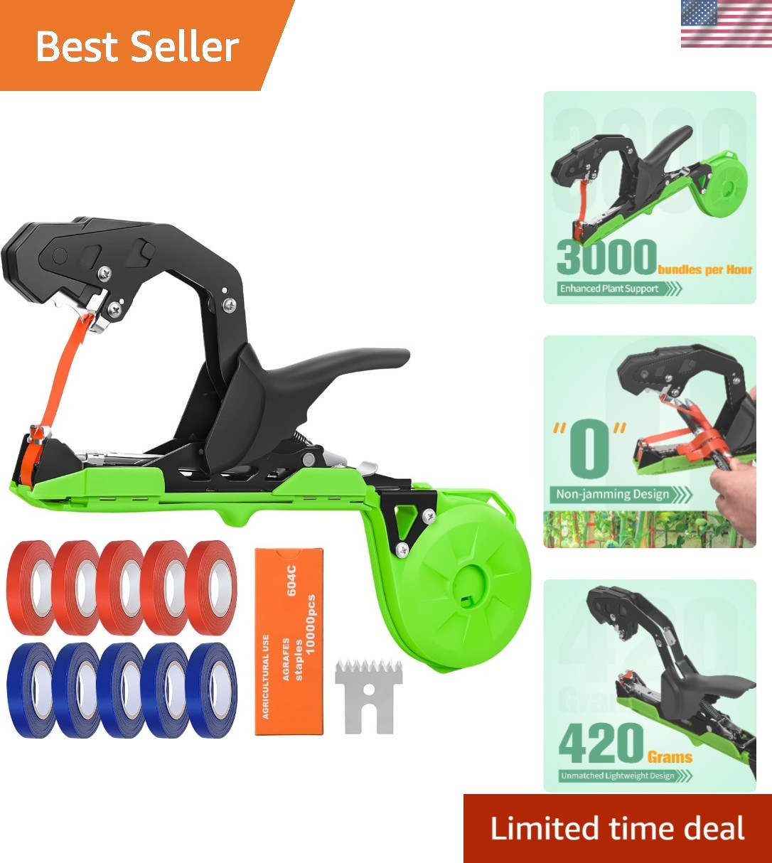 Easy & Fast Tying Tool for Tomatoes, Grapes, Cucumbers - Professional Plant T...