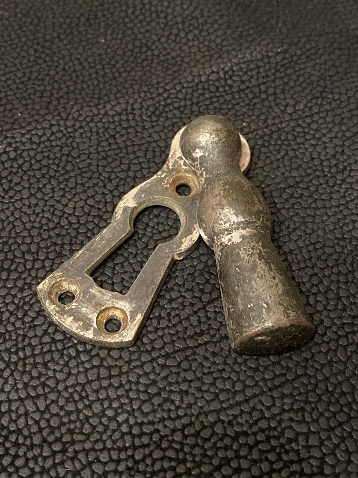 Antique White Spelter Pot Metal Door Skeleton Key Hole Cover Escutcheon Door