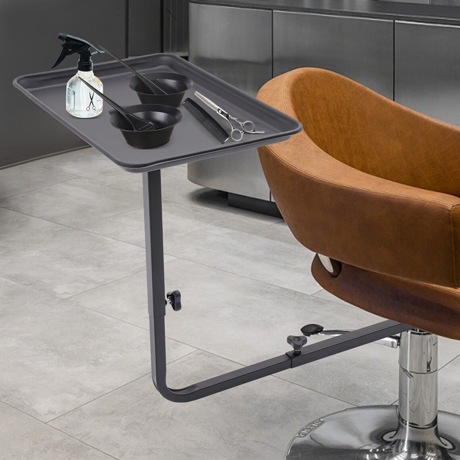 Black Salon Tray 360 Degree Rotating for Barber Chairs Hairdressing Tools Tattoo