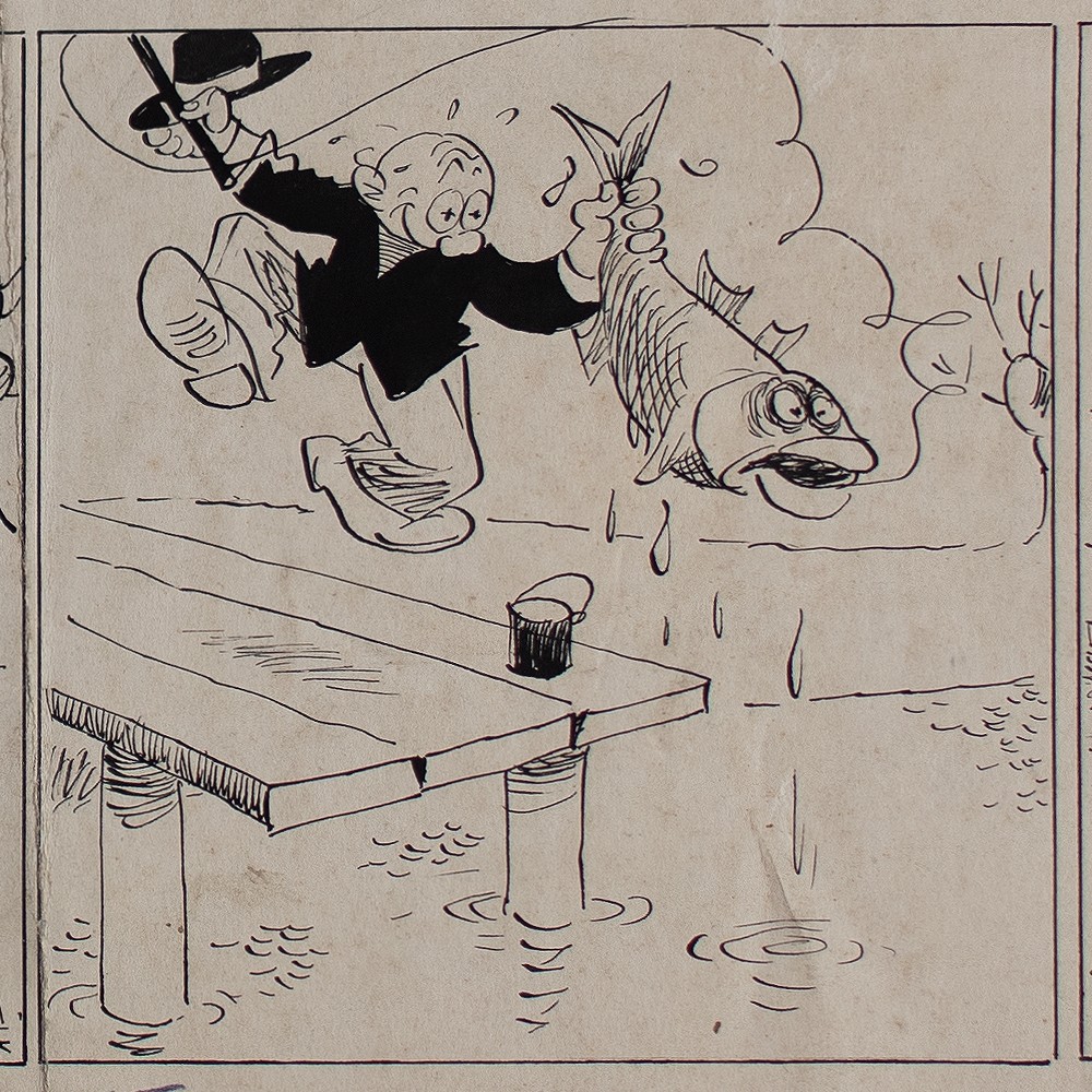 Max Otto Stups Green Post Humor Cartoon Signed Drawing Ink 1920s