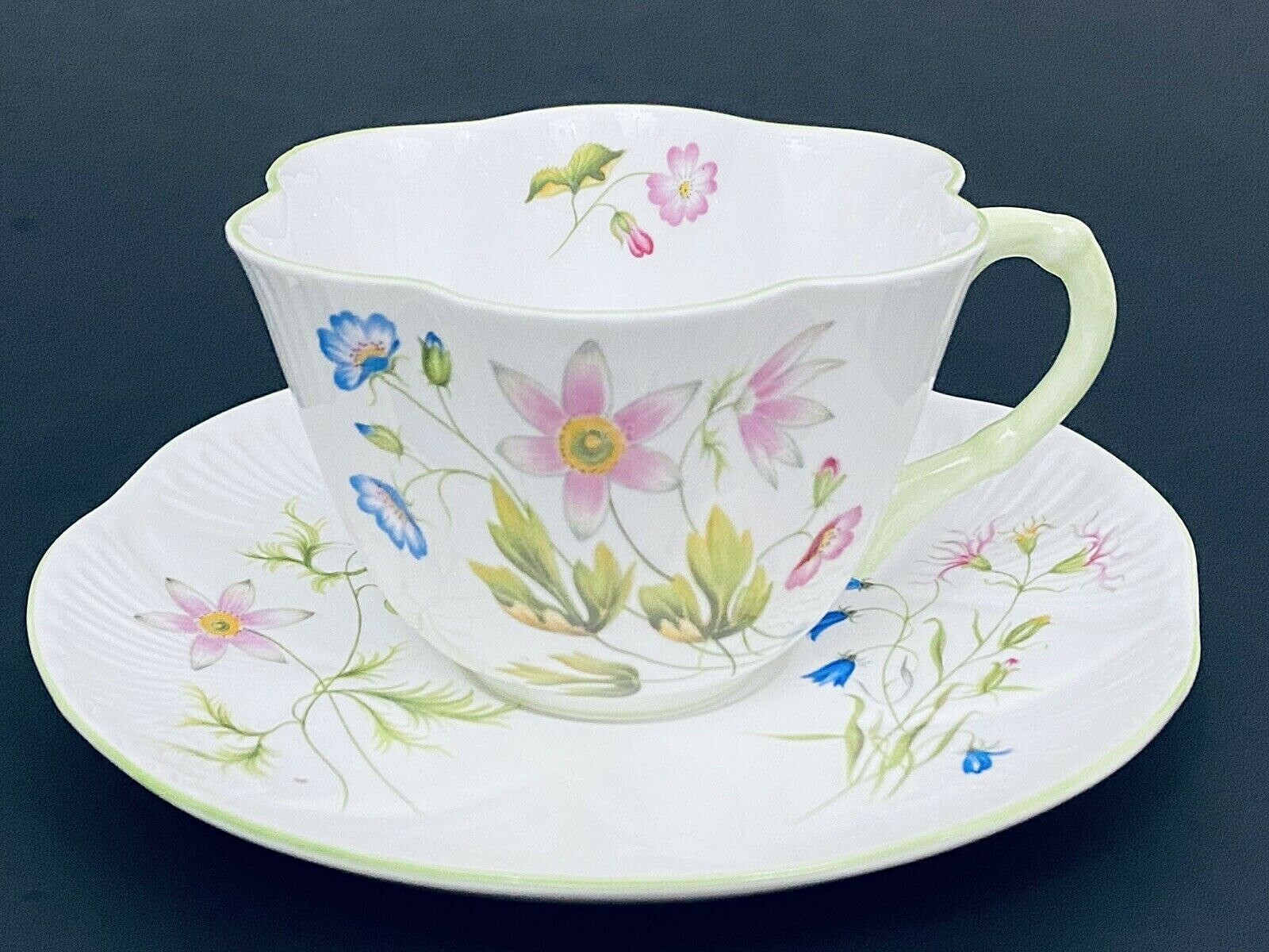 SHELLEY England Wild Anemone Cup Saucer Set EXCELLENT NO DAMAGE Gift Collectible