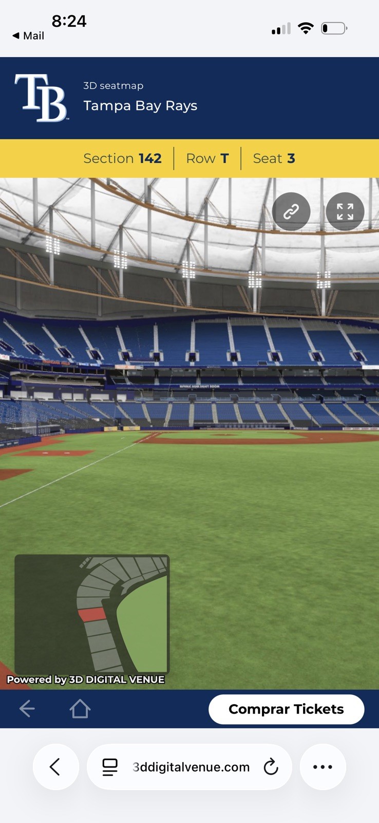 Two (2) Tampa Bay Rays Tickets - 6/24 vs. Kansas City Royals - FRONT ROW Sec 142