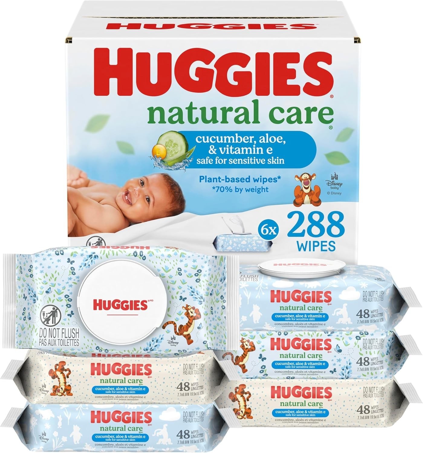 Huggies Natural Care Cucumber, Aloe and Vitamin E Baby Wipes, Hypoallergenic, Sc
