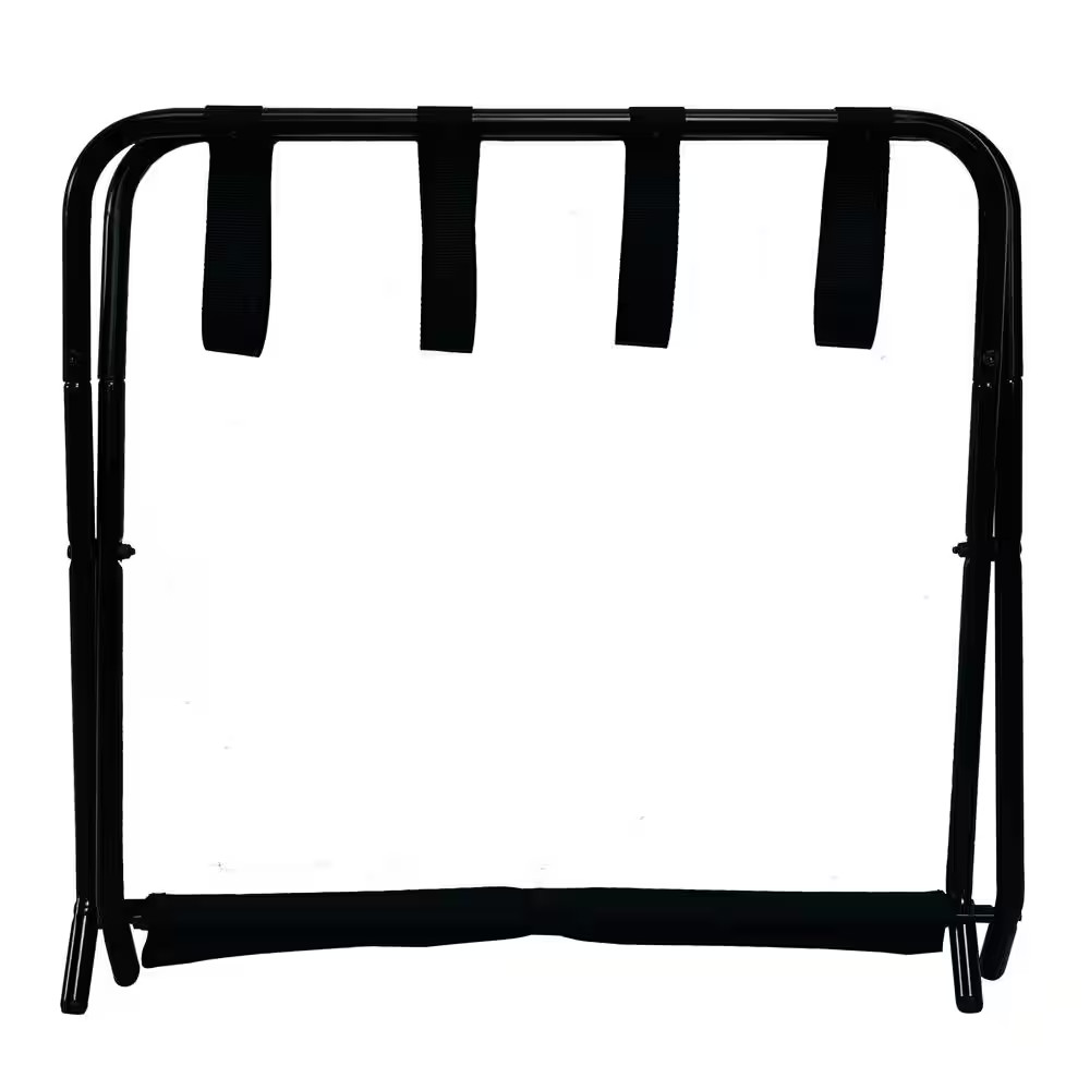Signaturehome Shanon Black Finish Folding Luggage Rack 1 Storage Shelve