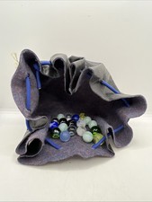 Vintage 19 Marbles And Drawstring Pouch