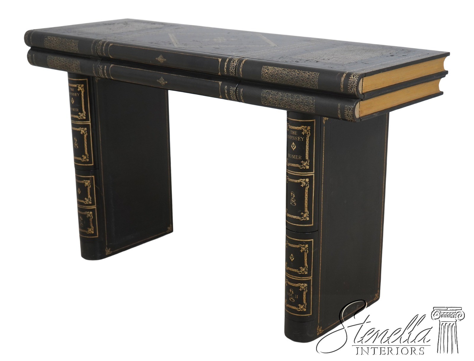 LF72134: MAITLAND SMITH Leather Wrapped 7 Drawer Console Sofa Table