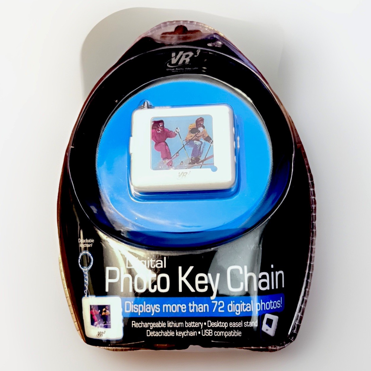 Vintage VR3 Digital 72+ Photo Keychain – Rechargeable Battery USB Easel NW