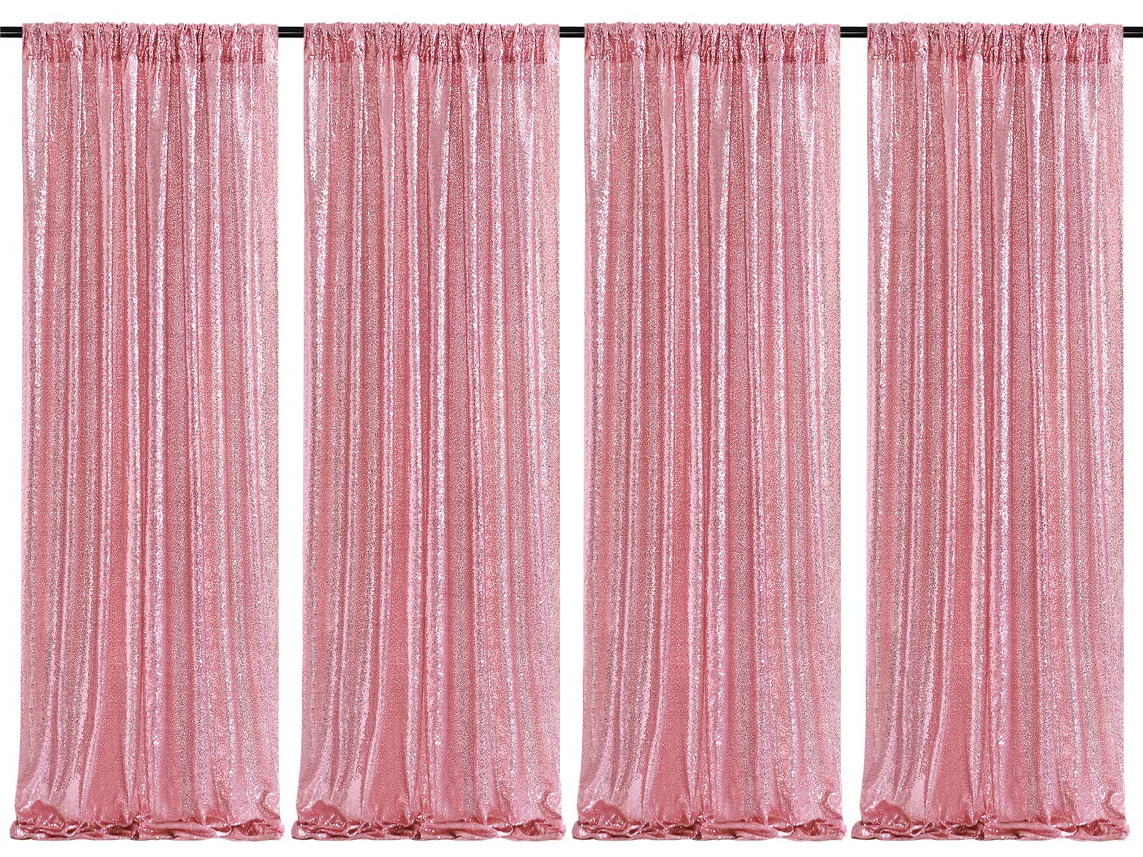 4 PCS 2x8 Ft Sequin Backdrop Glitter Blush Pink Party Curtain Wedding Decor