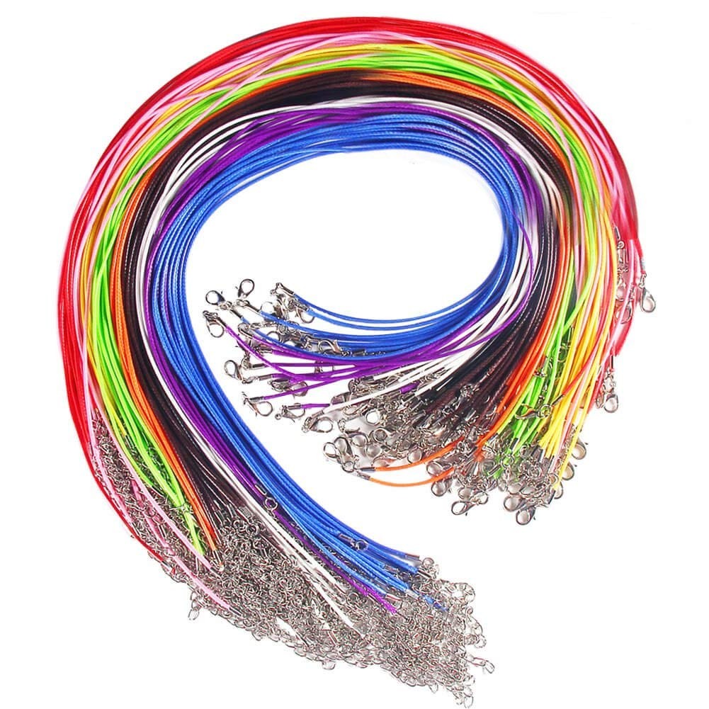 Paxcoo 100 Pcs 18 Inches Waxed Cotton Necklace Cord 18 inches, multicolored 
