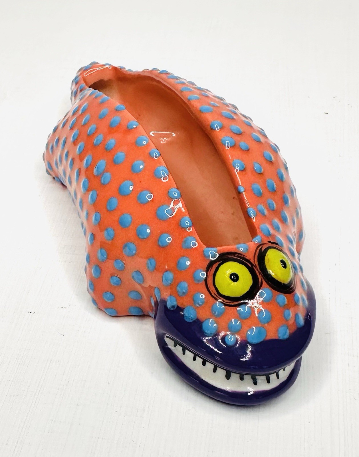 Artist Signed Studio Art Pottery Ceramic Gila Monster Business Card Holder