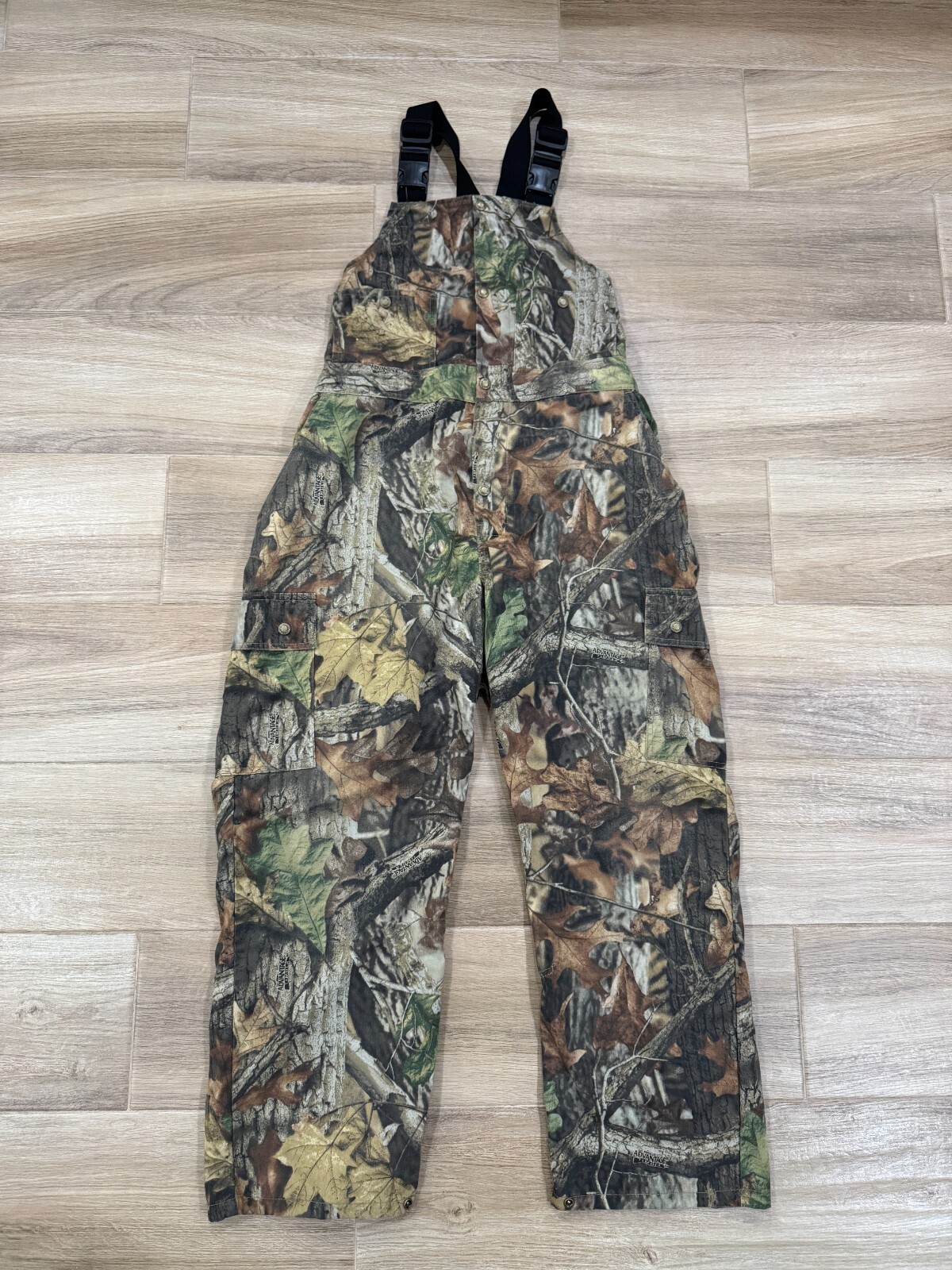 Cabela's Men's Hunting Bib XL Woodland Camo Coverall Cargo Pockets Real Tree VTG