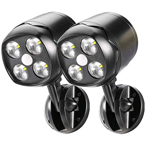 Battery Operated Outdoor Motion Sensor Light, 600LM 6000K Waterproof 2 Packs
