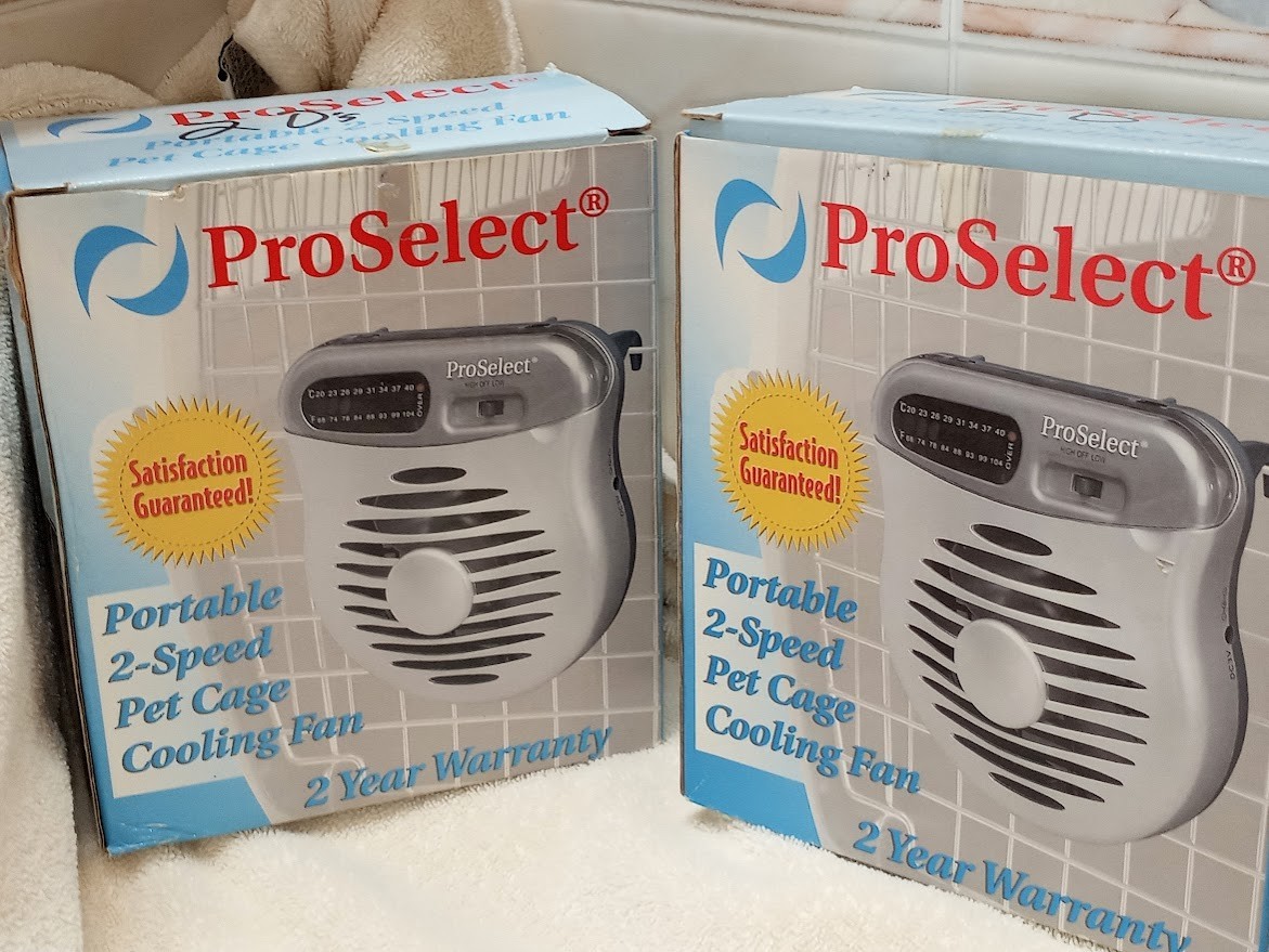 💚💗 TWO ProSelect PORTABLE 2-SPEED PET CAGE COOLING CRATE FAN