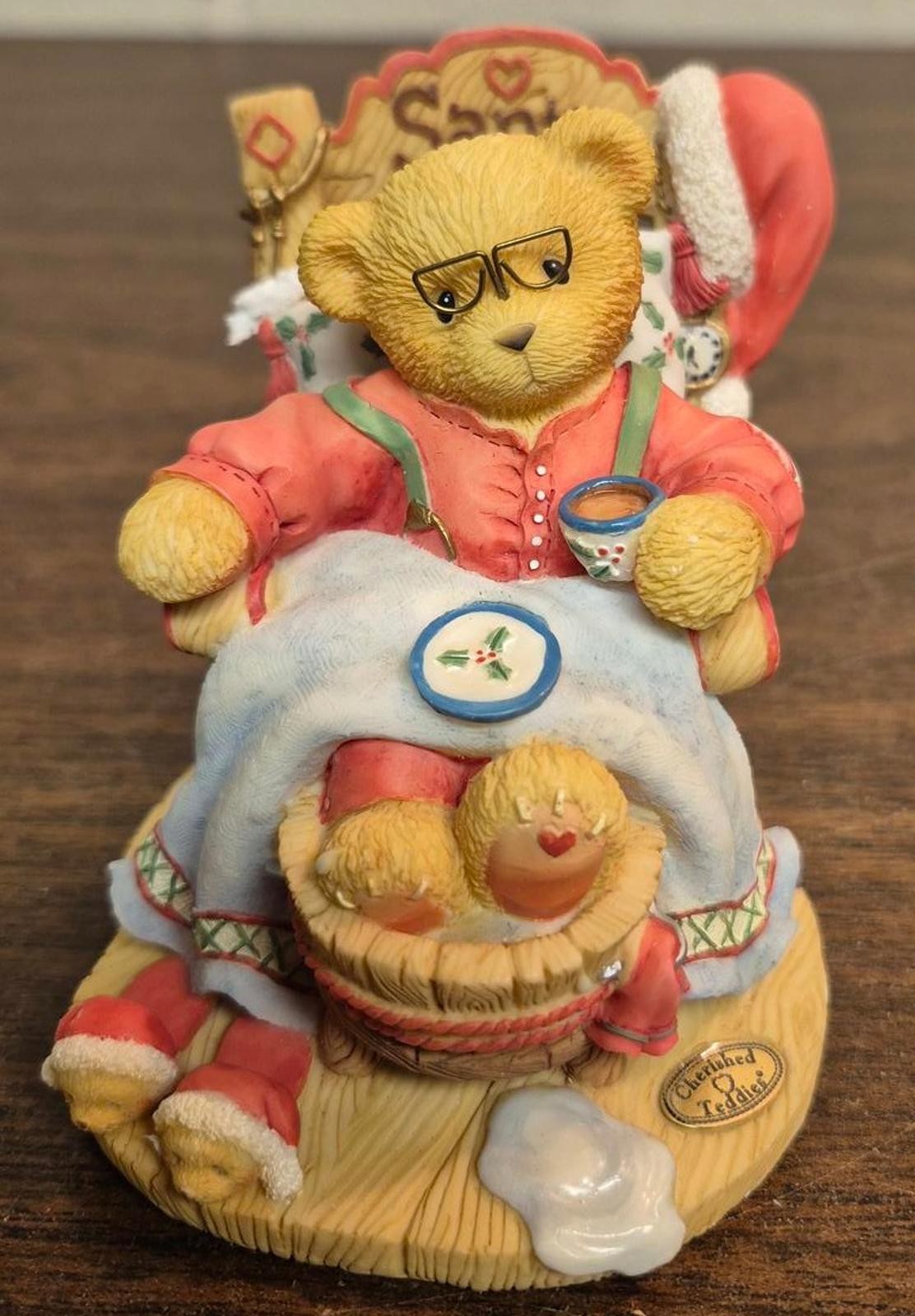 Cherished Teddies Santa Figurine - 'A Little Holiday R & R' Limited Edition