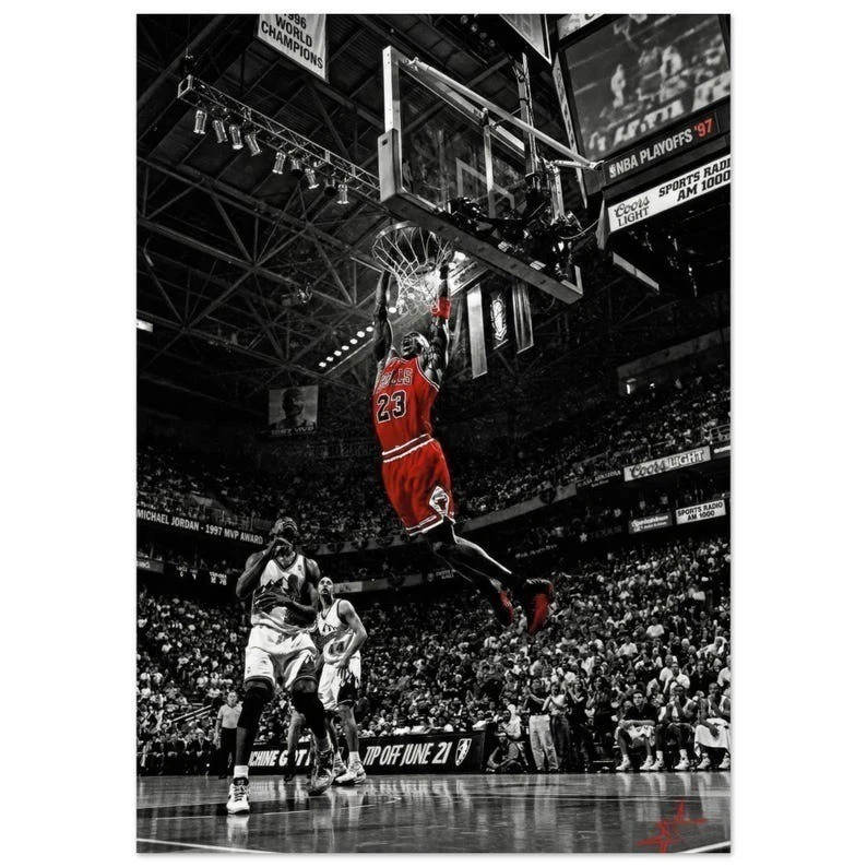 Michael Jordan Chicago Bulls Dunk Poster, Basketball Wall Art Print